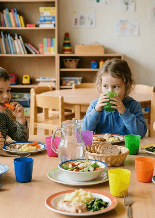 Wspólne posiłki w przedszkolu okazją do kształtowania zdrowych nawyków i właściwych postaw przy stole