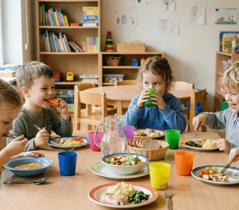 Wspólne posiłki w przedszkolu okazją do kształtowania zdrowych nawyków i właściwych postaw przy stole