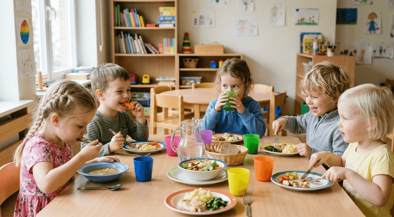 Wspólne posiłki w przedszkolu okazją do kształtowania zdrowych nawyków i właściwych postaw przy stole